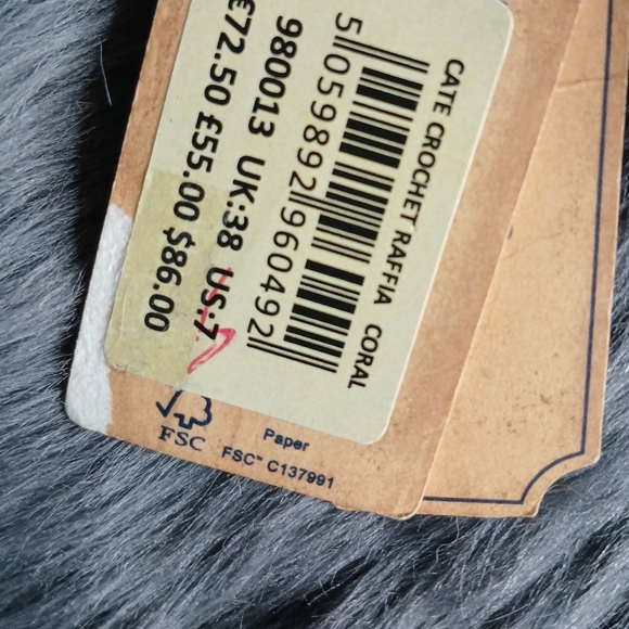 FAT FACE Womens Sz. 7 Cate Crochet Raffia Sliders - Picture 9 of 12